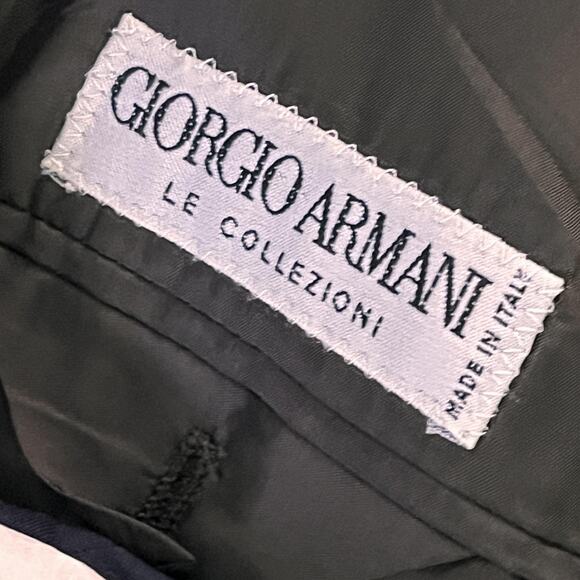 Giorgio Armani Le Collezioni Wool Windowpane Blazer Brown 40R Italy Vintage - Picture 14 of 16